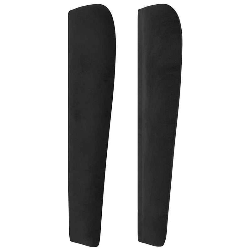 Tăblie de pat cu aripioare, negru, 147x23x118/128 cm, catifea