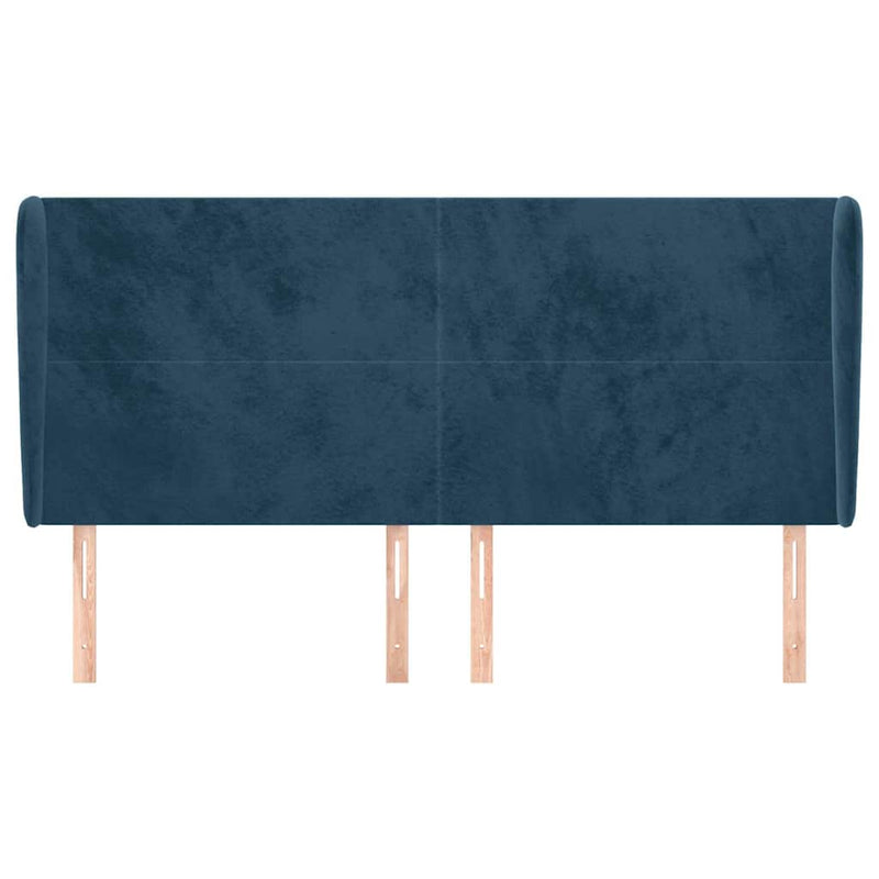 Tăblie pat cu urechi albastru închis 183x23x118/128 cm catifea