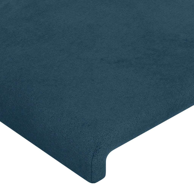Tăblie pat cu urechi albastru închis 183x23x118/128 cm catifea