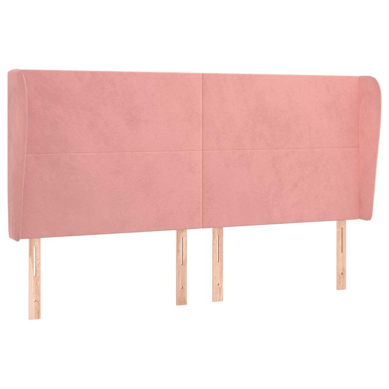 Tăblie de pat cu aripioare, roz, 183x23x118/128 cm, catifea