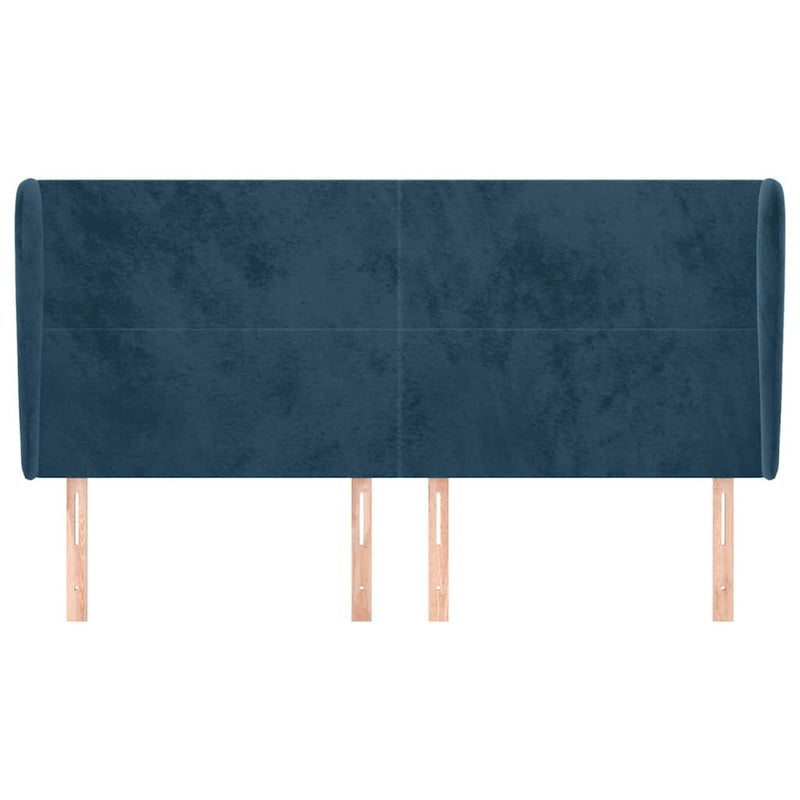 Tăblie pat cu urechi albastru închis 203x23x118/128 cm catifea