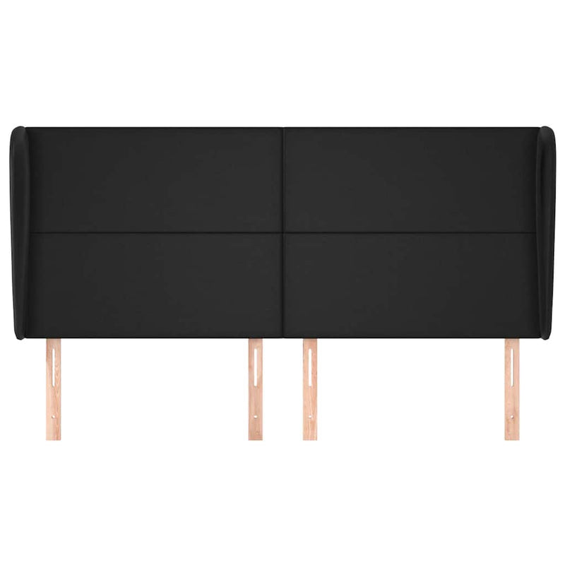 Tăblie de pat cu aripioare, negru, 183x23x118/128 cm, piele eco