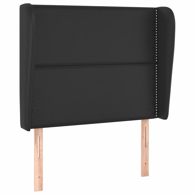 Tăblie de pat cu aripioare, negru, 103x23x118/128 cm, piele eco