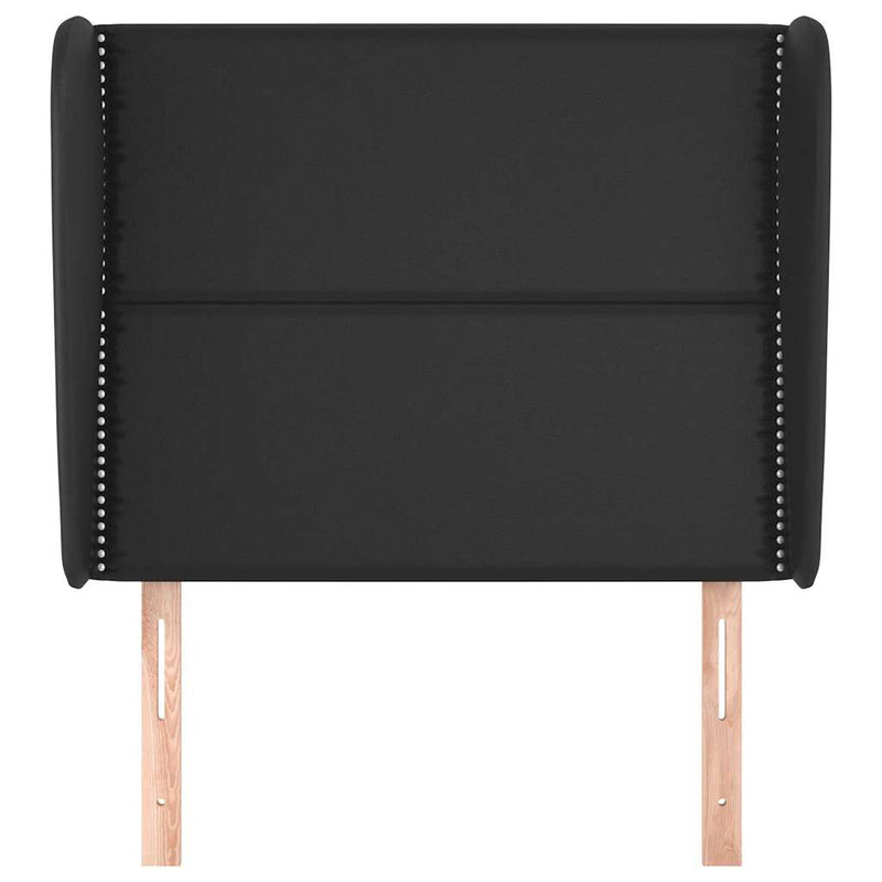 Tăblie de pat cu aripioare, negru, 103x23x118/128 cm, piele eco