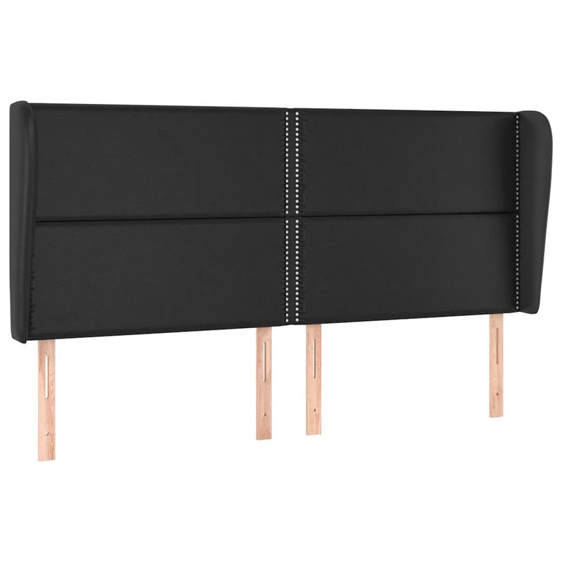 Tăblie de pat cu aripioare, negru, 203x23x118/128 cm, piele eco
