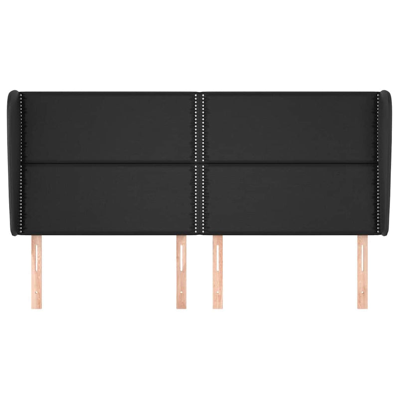 Tăblie de pat cu aripioare, negru, 203x23x118/128 cm, piele eco