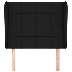 Tăblie de pat cu aripioare, negru, 83x23x118/128 cm, textil