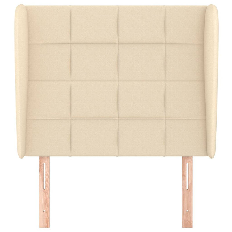 Tăblie de pat cu aripioare, crem, 83x23x118/128 cm, textil