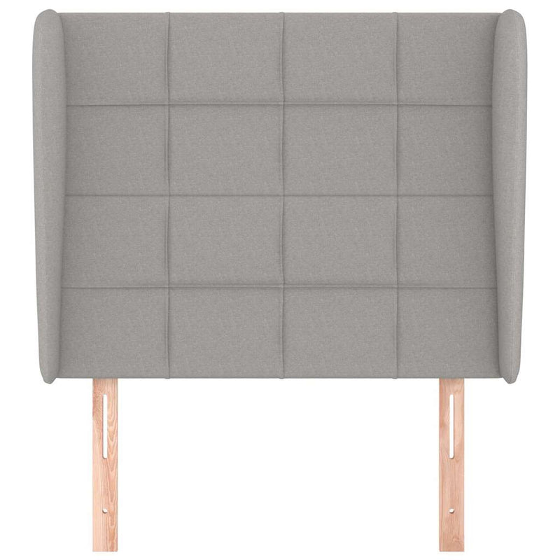 Tăblie de pat cu aripioare gri deschis 93x23x118/128 cm textil