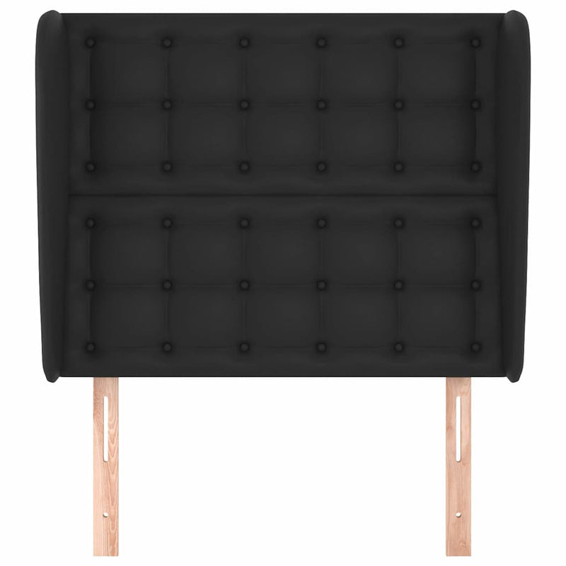 Tăblie de pat cu aripioare, negru, 93x23x118/128 cm, piele eco