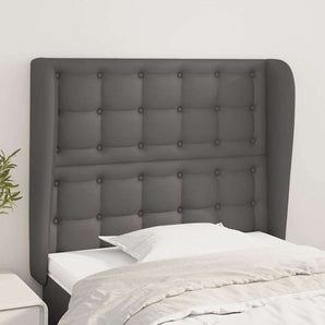 Tăblie de pat cu aripioare gri 93x23x118/128 cm piele eco