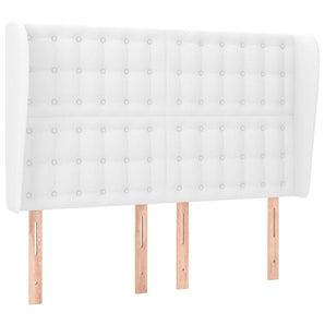 Tăblie de pat cu aripioare, alb, 147x23x118/128 cm, piele eco