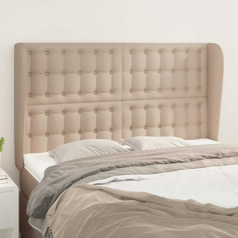 Tăblie pat cu aripioare cappuccino 147x23x118/128 cm piele eco