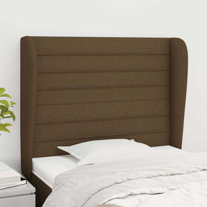 Tăblie de pat cu aripioare maro închis 83x23x118/128 cm textil