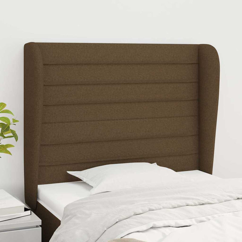 Tăblie de pat cu aripioare maro închis 83x23x118/128 cm textil