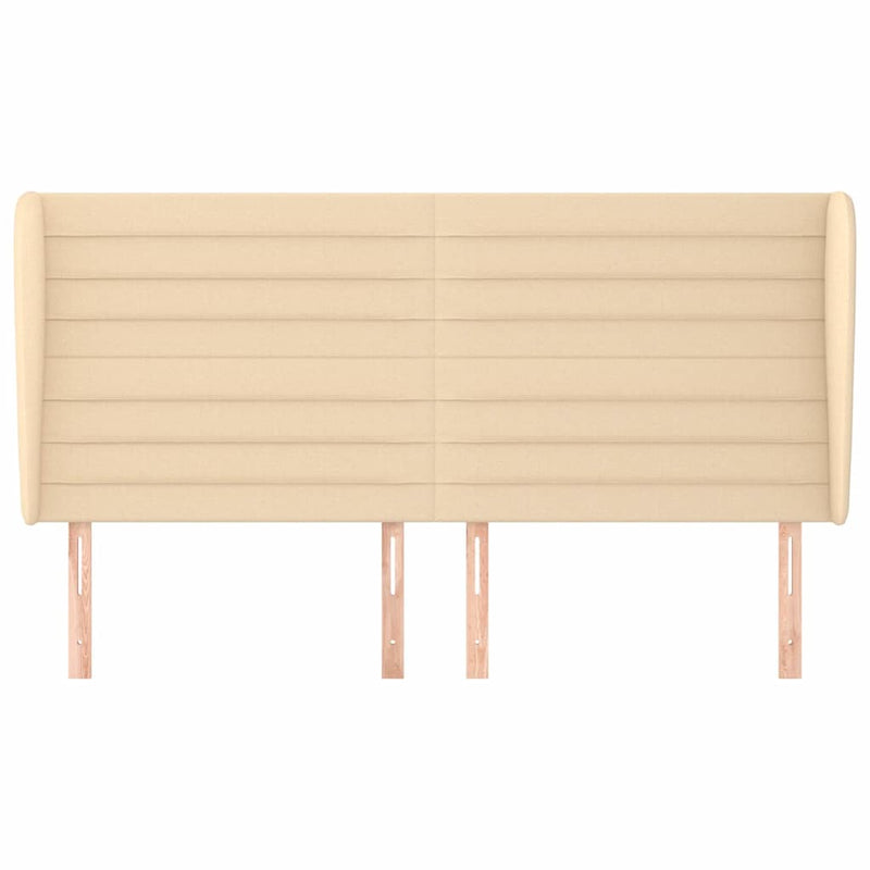 Tăblie de pat cu aripioare, crem, 203x23x118/128 cm, textil