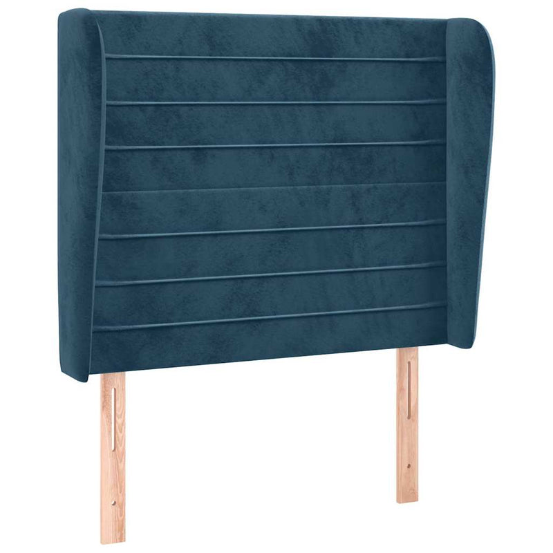 Tăblie pat cu urechi albastru închis 103x23x118/128cm catifea