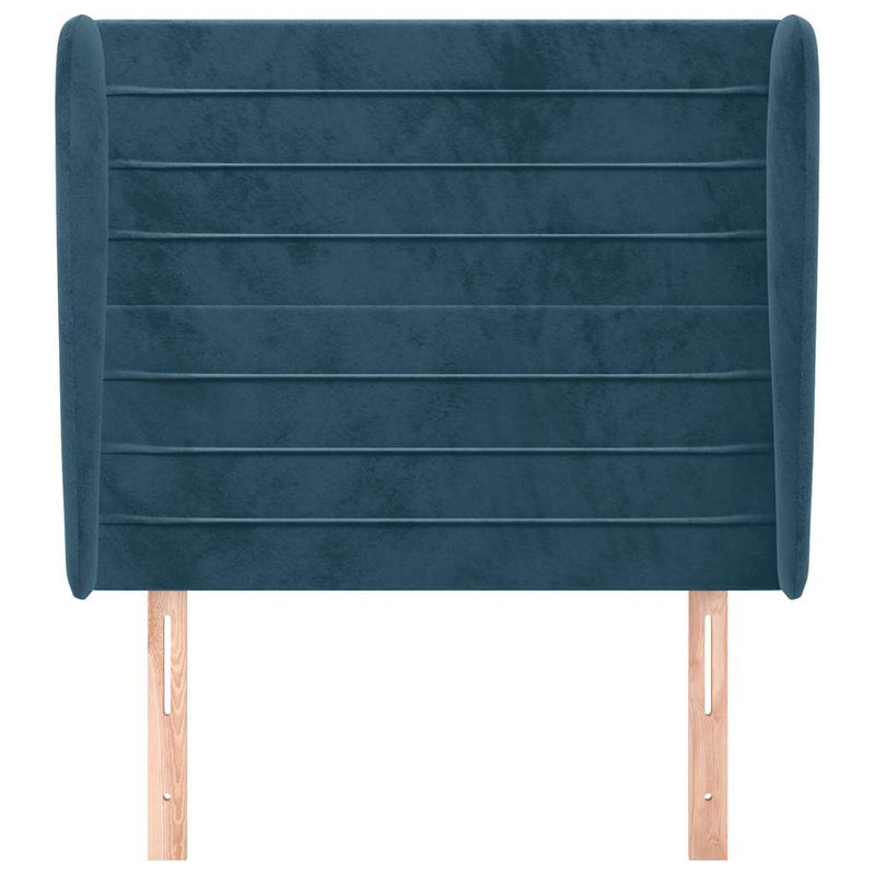 Tăblie pat cu urechi albastru închis 103x23x118/128cm catifea
