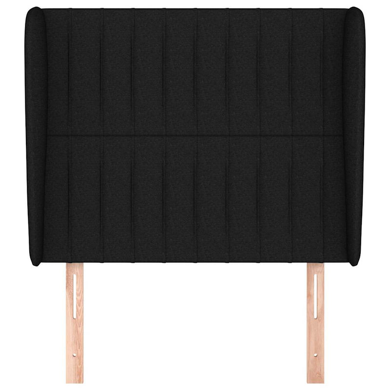 Tăblie de pat cu aripioare, negru, 93x23x118/128 cm, textil