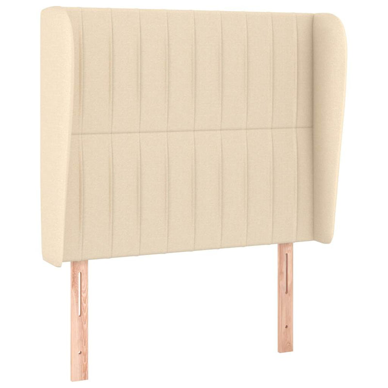 Tăblie de pat cu aripioare, crem, 103x23x118/128 cm, textil