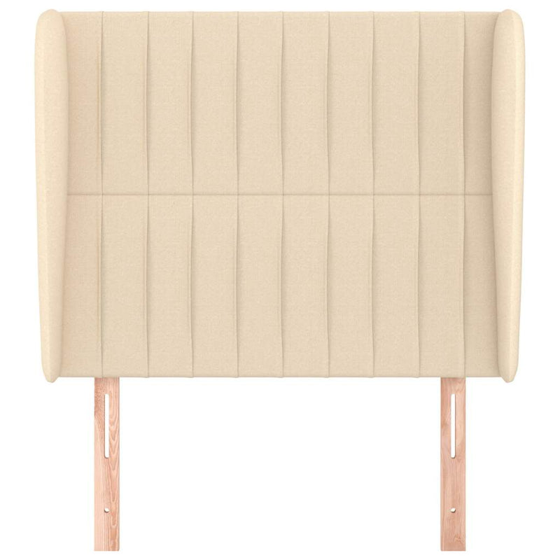 Tăblie de pat cu aripioare, crem, 103x23x118/128 cm, textil