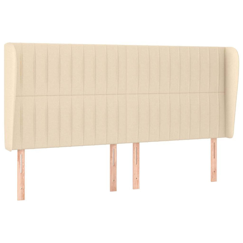 Tăblie de pat cu aripioare, crem, 163x23x118/128 cm, textil