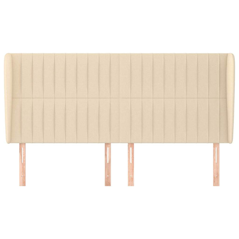 Tăblie de pat cu aripioare, crem, 163x23x118/128 cm, textil