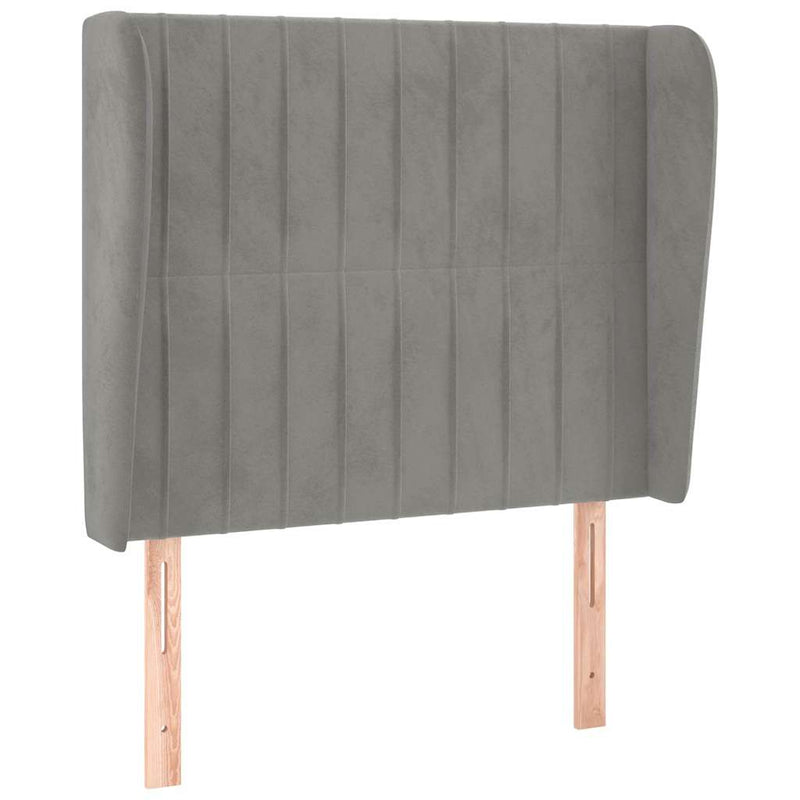 Tăblie de pat cu aripioare gri deschis 103x23x118/128cm catifea