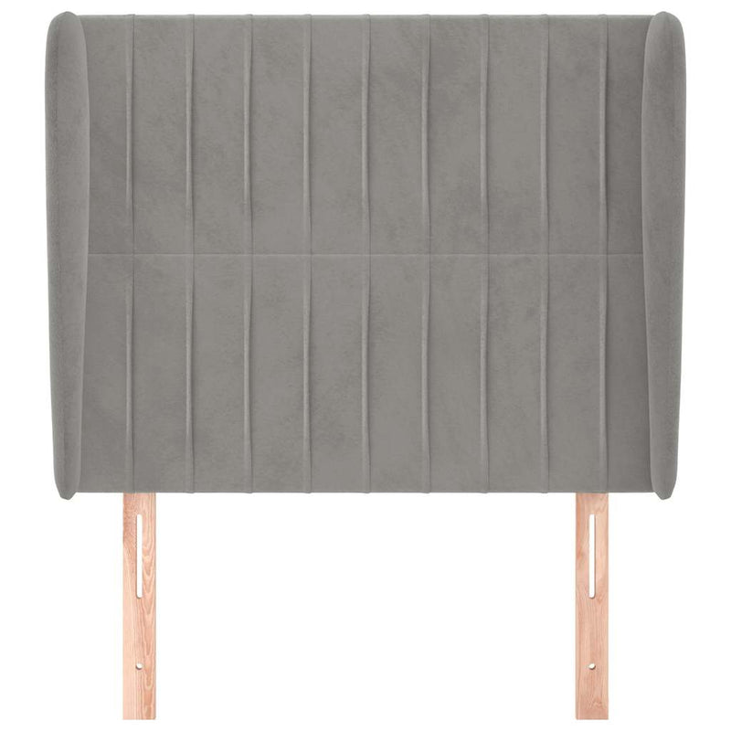 Tăblie de pat cu aripioare gri deschis 103x23x118/128cm catifea