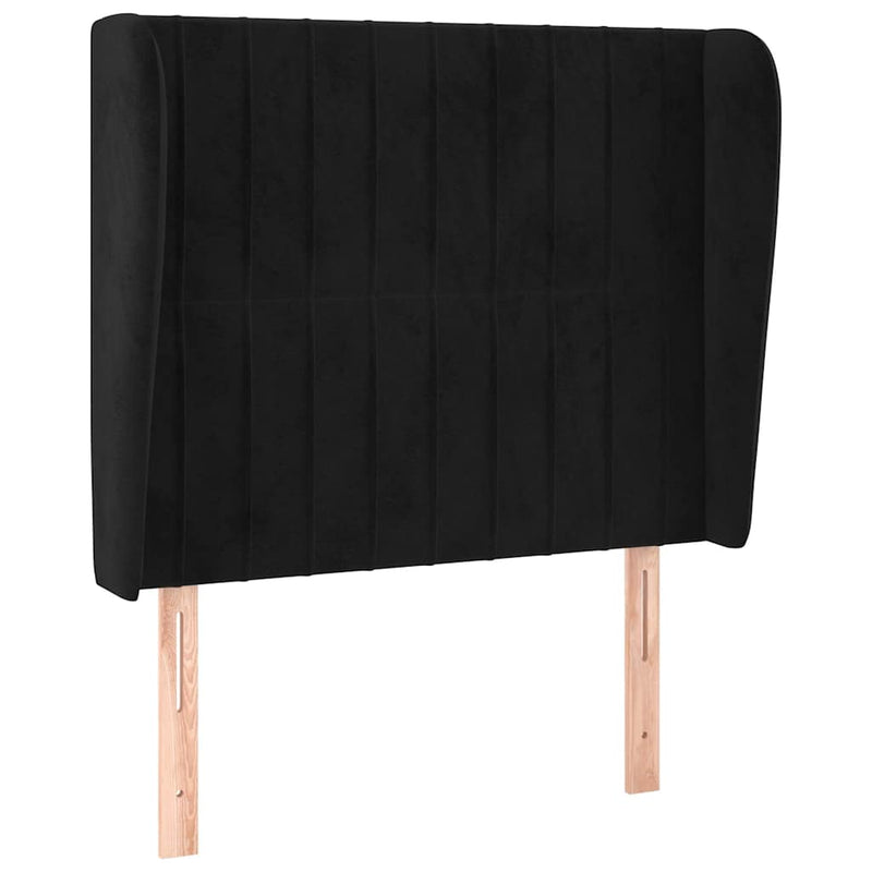 Tăblie de pat cu aripioare, negru, 103x23x118/128 cm, catifea