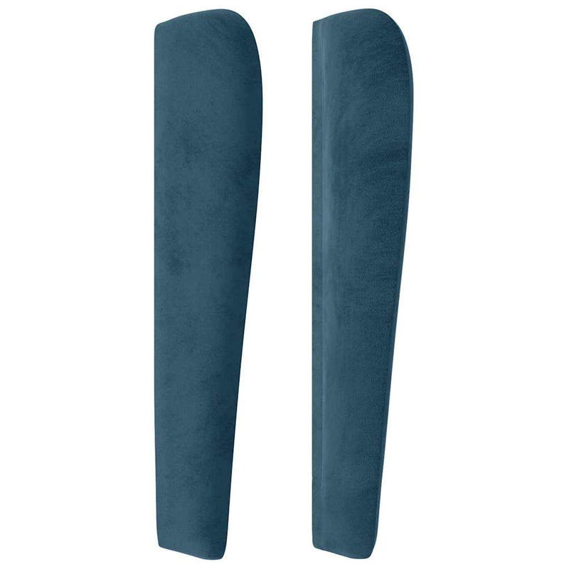 Tăblie pat cu urechi albastru închis 203x23x118/128 cm catifea