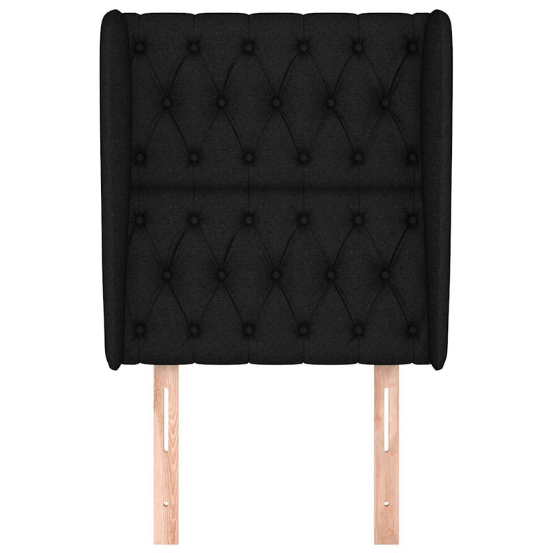 Tăblie de pat cu aripioare, negru, 83x23x118/128 cm, textil