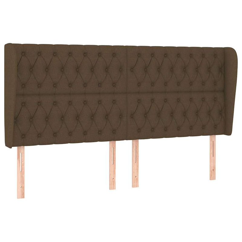 Tăblie de pat cu aripioare maro închis 183x23x118/128 cm textil