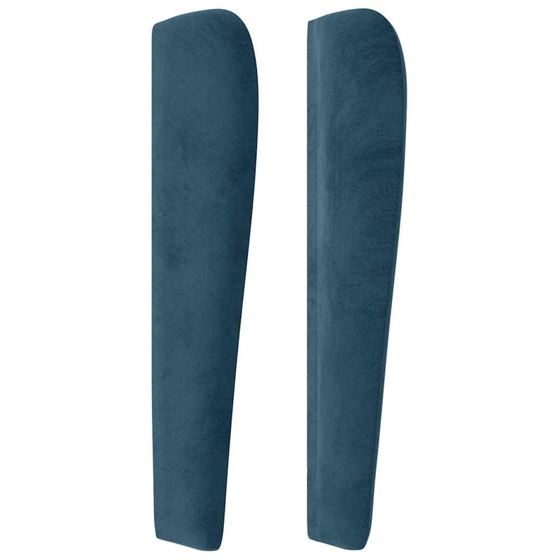 Tăblie pat cu urechi albastru închis 203x23x118/128 cm catifea