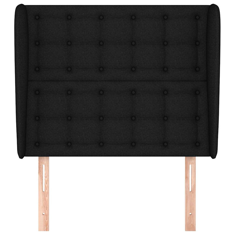 Tăblie de pat cu aripioare, negru, 93x23x118/128 cm, textil