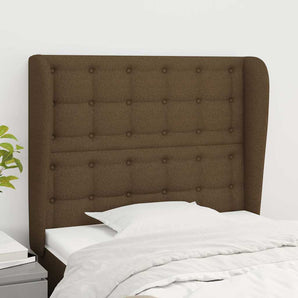 Tăblie de pat cu aripioare maro închis 93x23x118/128 cm textil