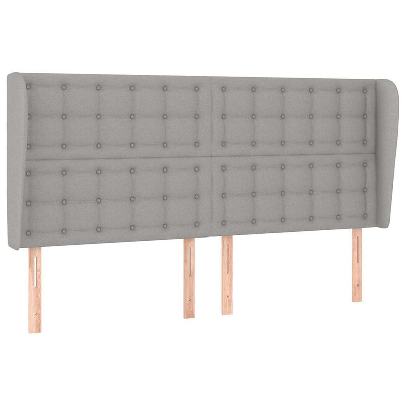Tăblie de pat cu aripioare gri deschis 183x23x118/128 cm textil