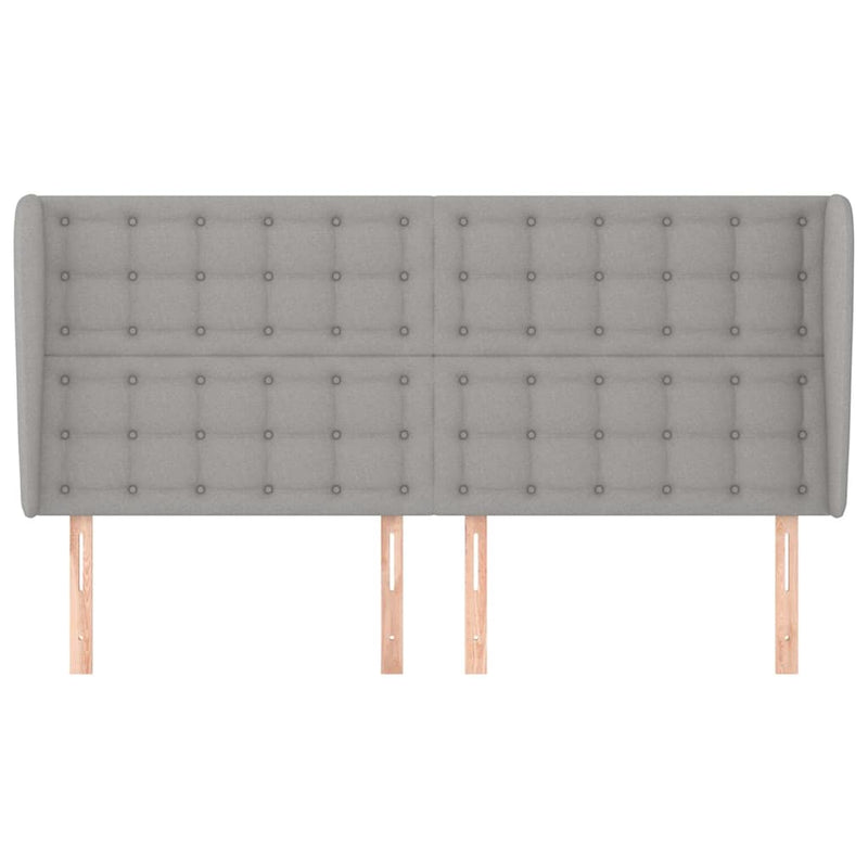 Tăblie de pat cu aripioare gri deschis 183x23x118/128 cm textil