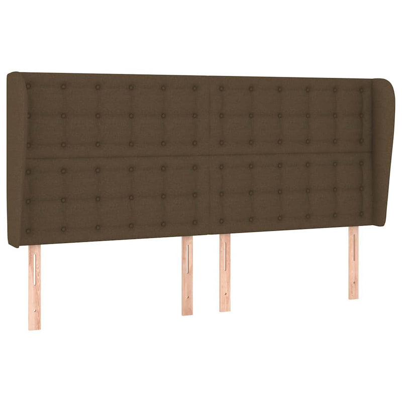 Tăblie de pat cu aripioare maro închis 183x23x118/128 cm textil