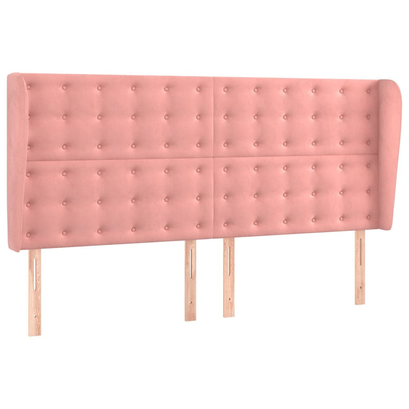 Tăblie de pat cu aripioare, roz, 183x23x118/128 cm, catifea