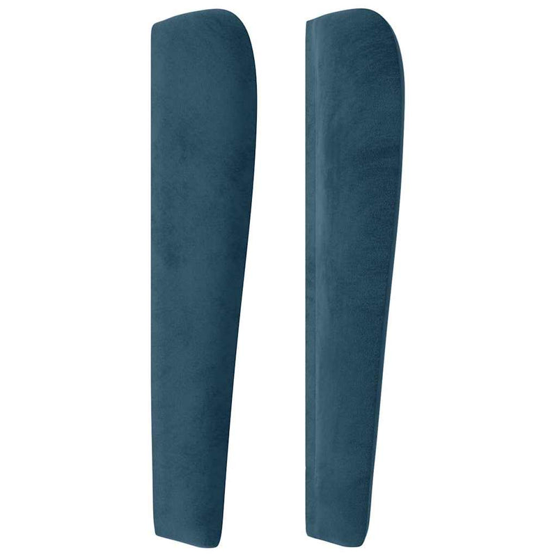 Tăblie pat cu urechi albastru închis 203x23x118/128 cm catifea