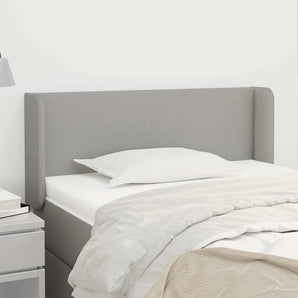 Tăblie de pat cu aripioare gri deschis 83x16x78/88 cm textil