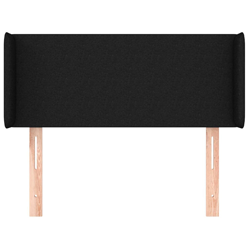 Tăblie de pat cu aripioare negru 83x16x78/88 cm textil