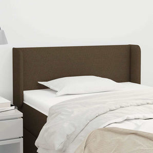 Tăblie de pat cu aripioare maro închis 93x16x78/88 cm textil