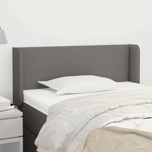 Tăblie de pat cu aripioare gri închis 103x16x78/88 cm textil