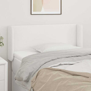 Tăblie de pat cu aripioare alb 83x16x78/88 cm piele ecologică
