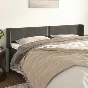 Tăblie de pat cu aripioare gri închis 203x16x78/88 cm catifea