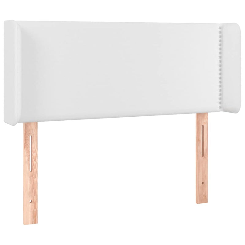 Tăblie de pat cu aripioare alb 103x16x78/88 cm piele ecologică