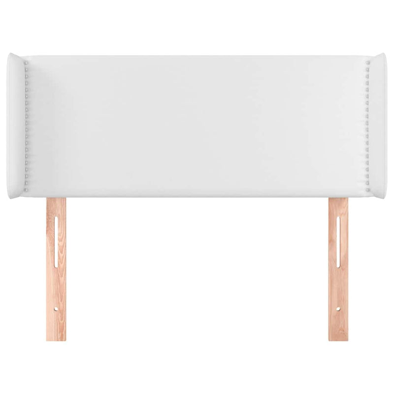 Tăblie de pat cu aripioare alb 103x16x78/88 cm piele ecologică