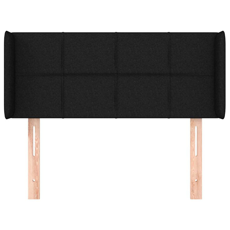 Tăblie de pat cu aripioare negru 83x16x78/88 cm textil